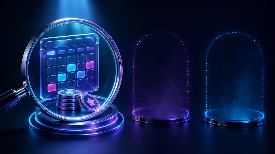 Neon analytical lens examining booking and points features beside two missing retention pathways