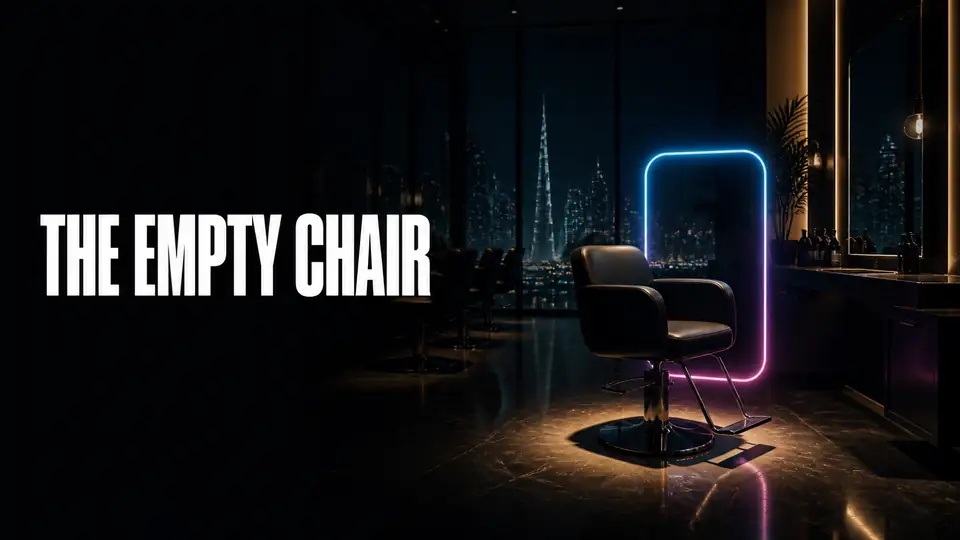Empty salon chair left under a light after a missed Dubai appointment