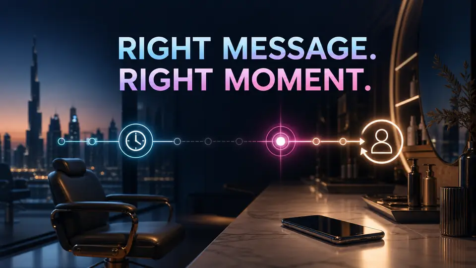 Personal WhatsApp win-back message reconnecting a salon with a lapsed client